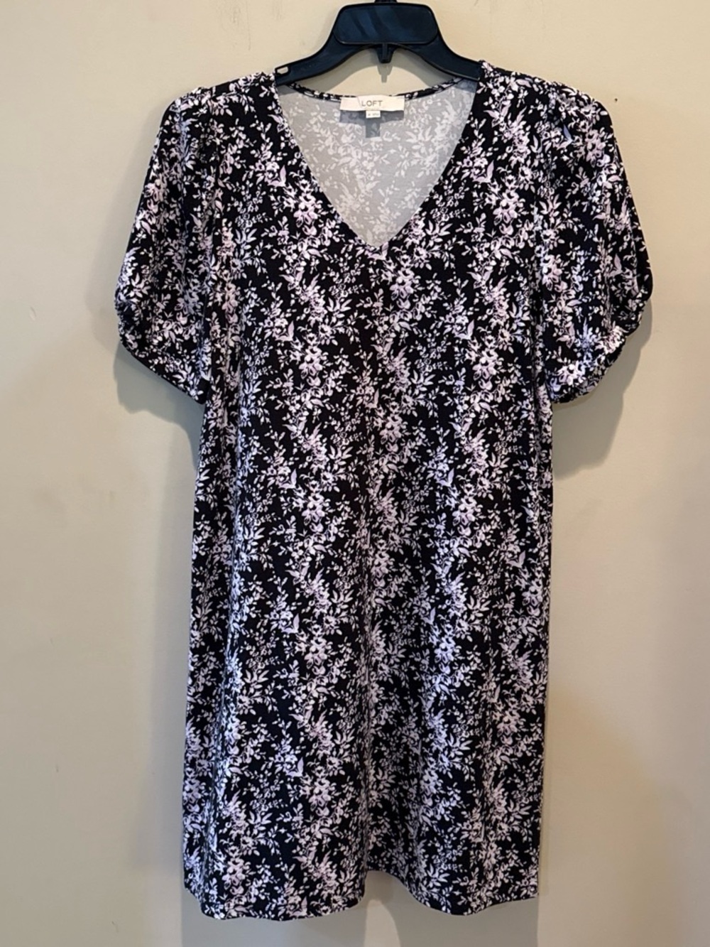 LOFT Black & White Floral V-Neck Tunic